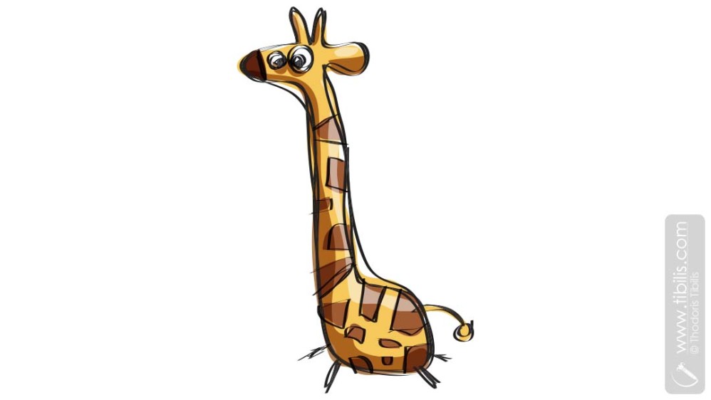 Playful Baby Giraffe - Animal Character Illustration