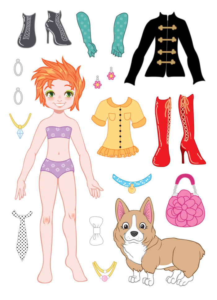 Dress up doll and dog