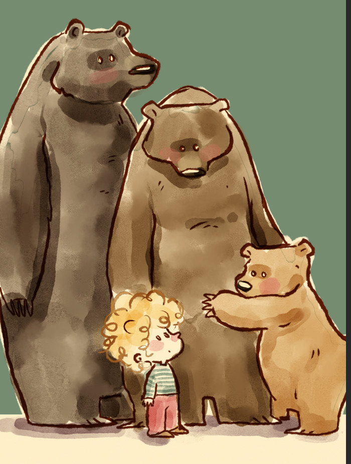 "Goldilocks and the three bears" - PICTURE BOOK - book cover illustration
