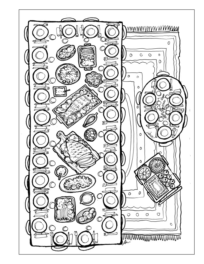 A lot of things - coloring book - full page - plates