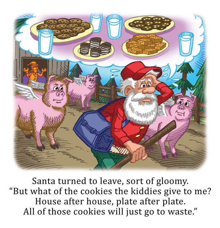 Image 07- Santa leaves thinking of all the wasted cookies