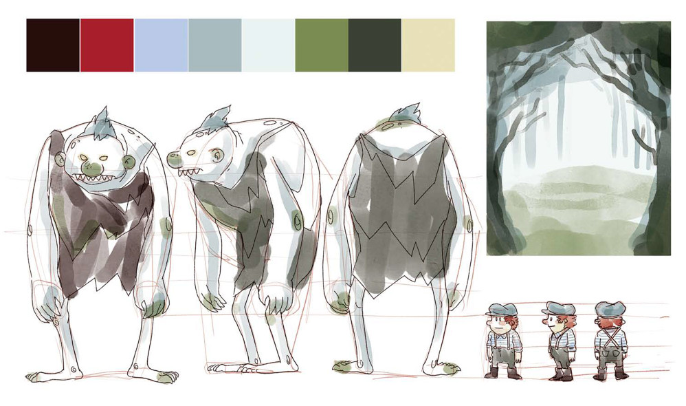 El gigante e gioanin sensa paùra - Folktale Book - character, background and color studies