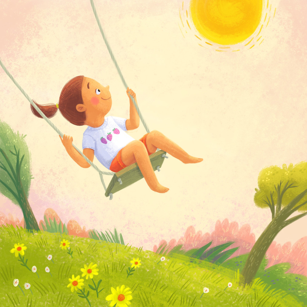 The sky - Girl Swinging in the Sun
