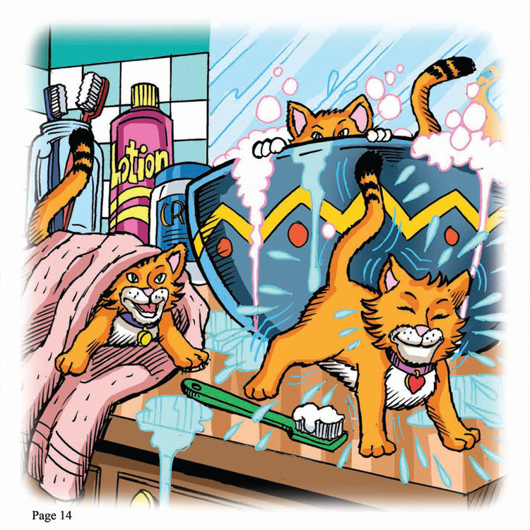 Image 07- The kitty make a mess of their bath time.