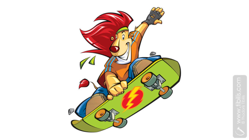 Cartoon Lion Skating | Mascot Character for Children’s Products