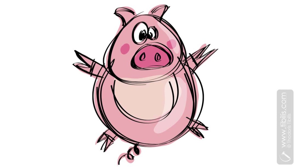Playful Baby Pig - Animal Character Illustration