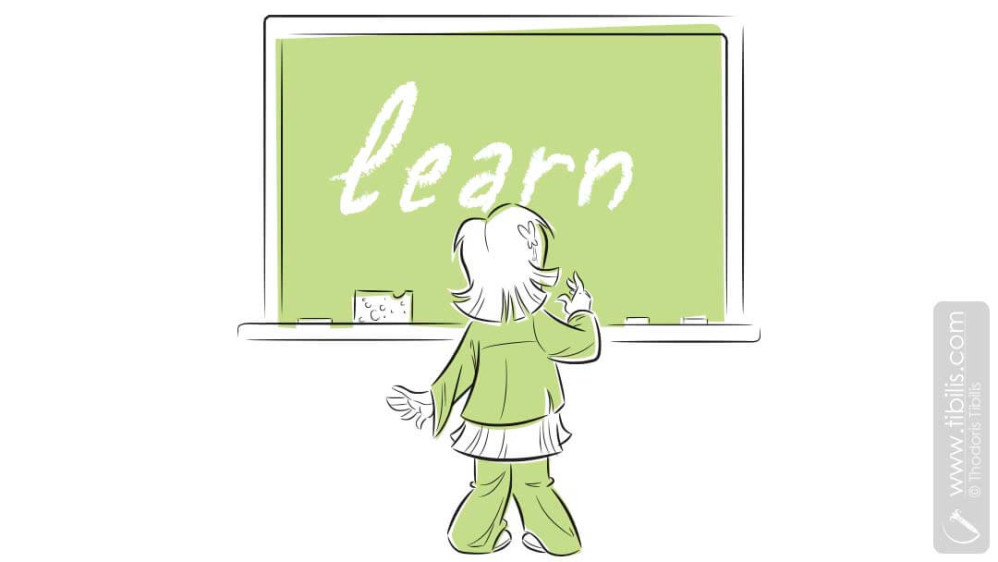 Girl on Blackboard – ELT Educational Illustration