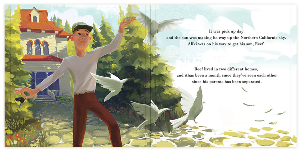 Final double spread illustration with space for text