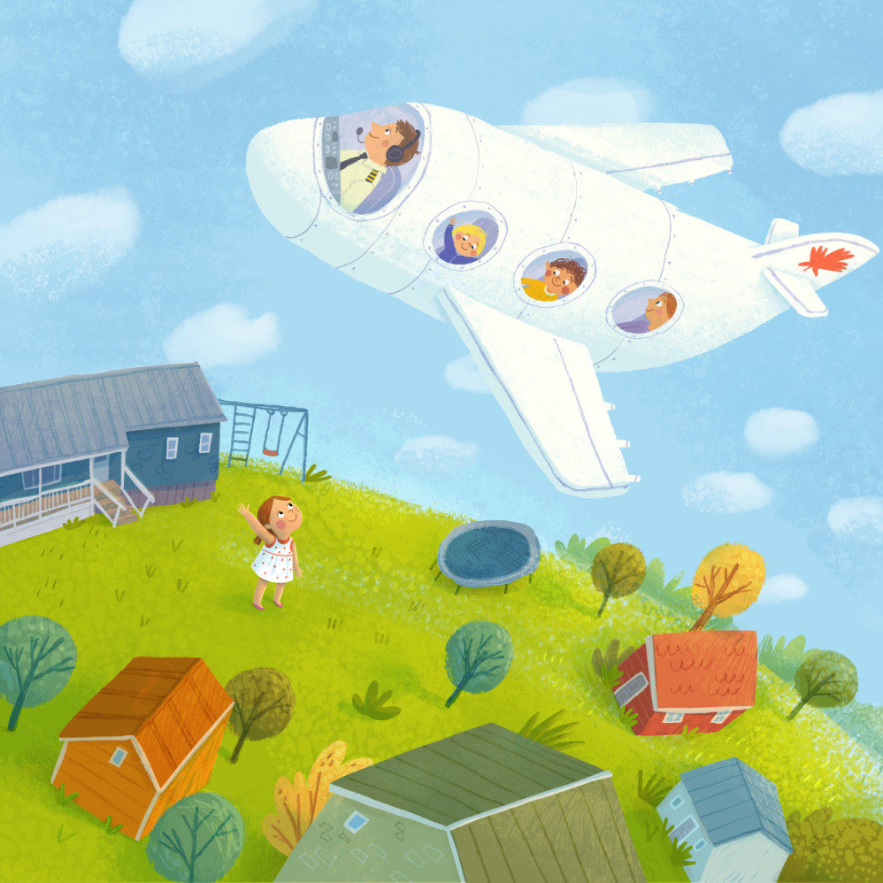 The Sky - Airplane Flying in the Sky Above Village