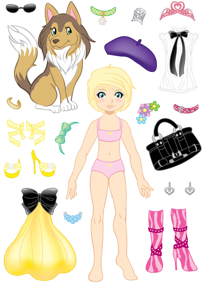 Dress up doll and dog