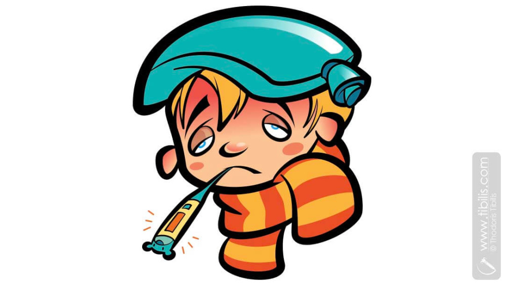 Cartoon Sick Boy | Mascot Character for Children’s Products