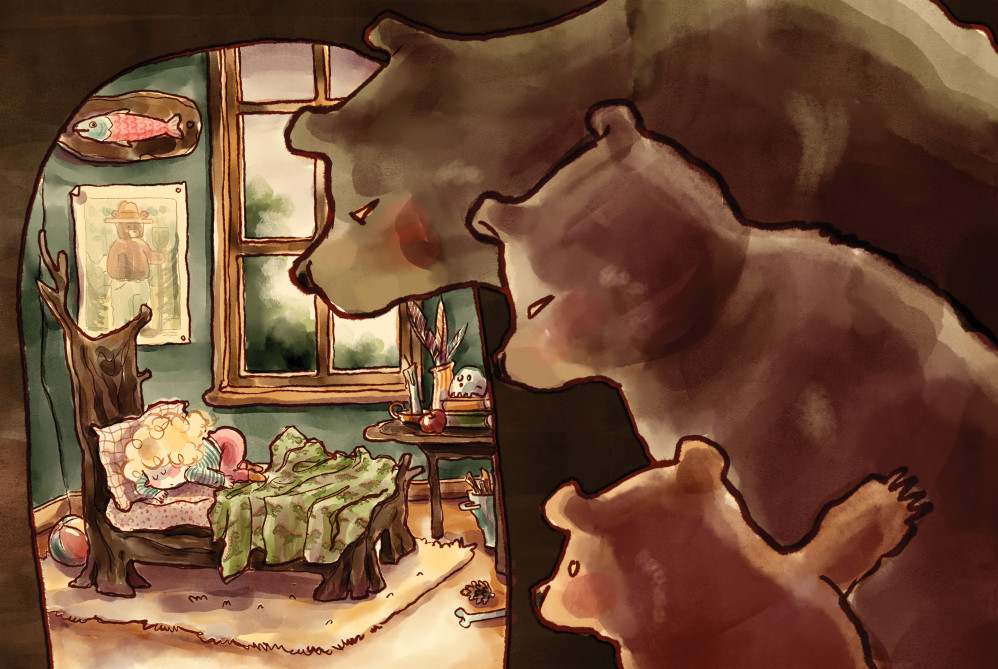 "Goldilocks and the three bears" - PICTURE BOOK - full spread