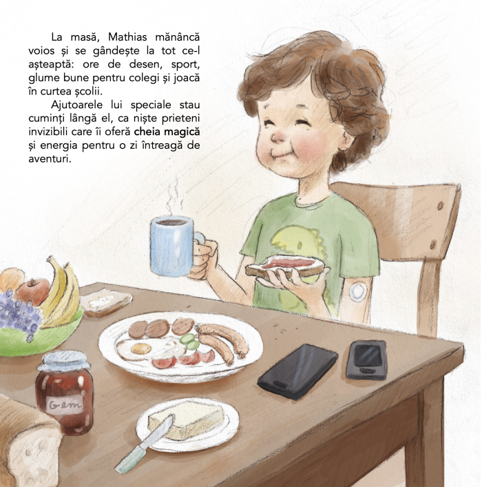 Mathias enjoying breakfast