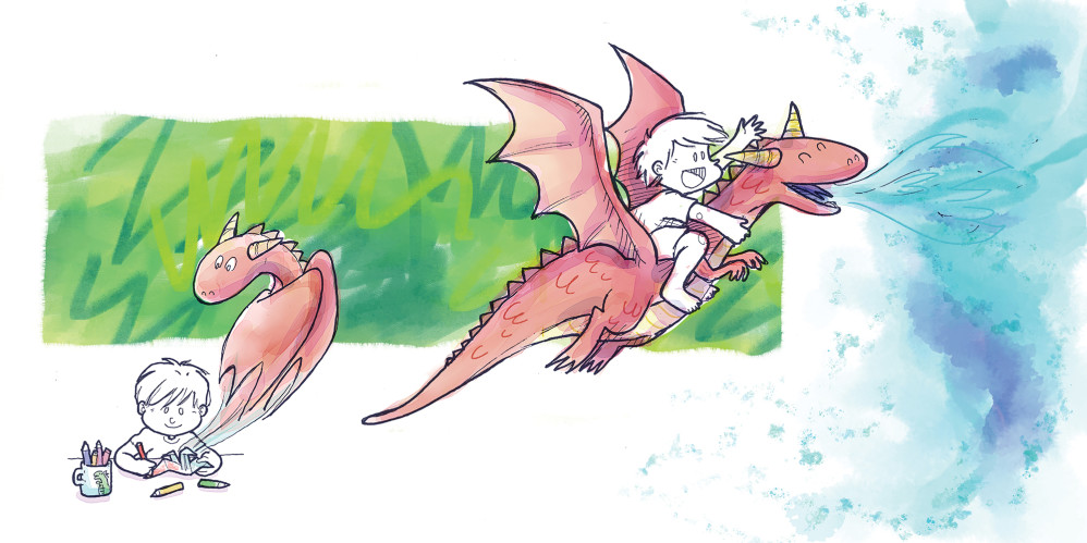 Thomas e o Dragão de Papel - picture book - full spread