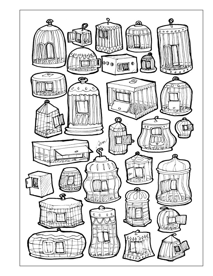 A lot of things - coloring book - full page - free birds