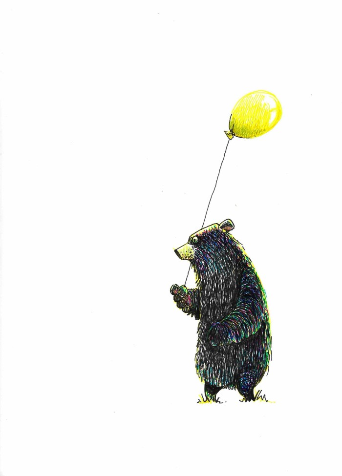 Bear with a red barrow