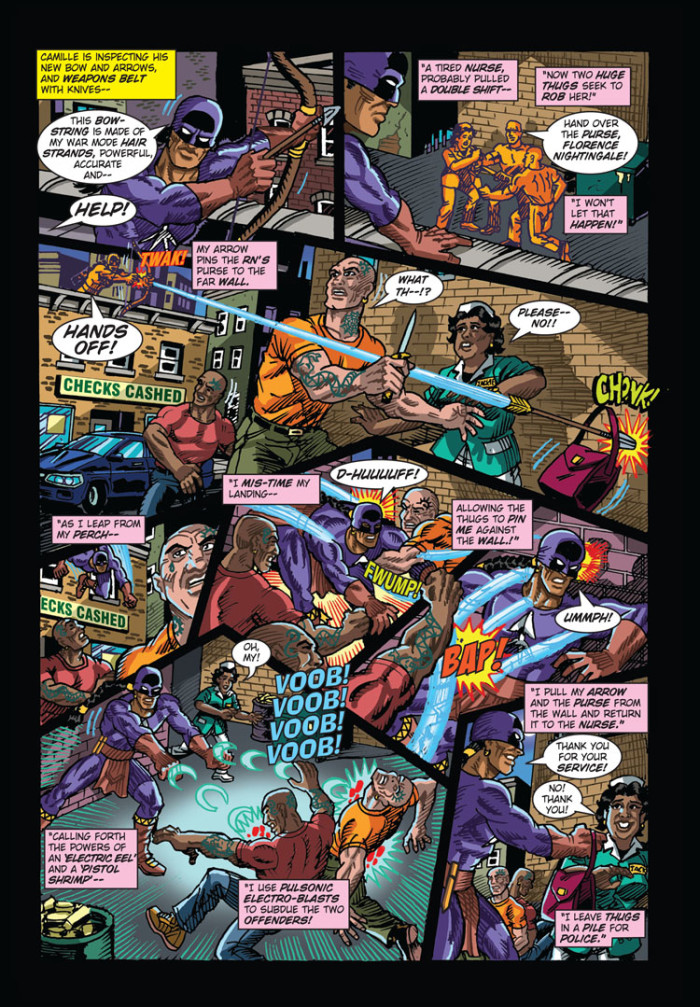 Image 10- The Purple Shifter stopes three muggers from robbing a nurse!