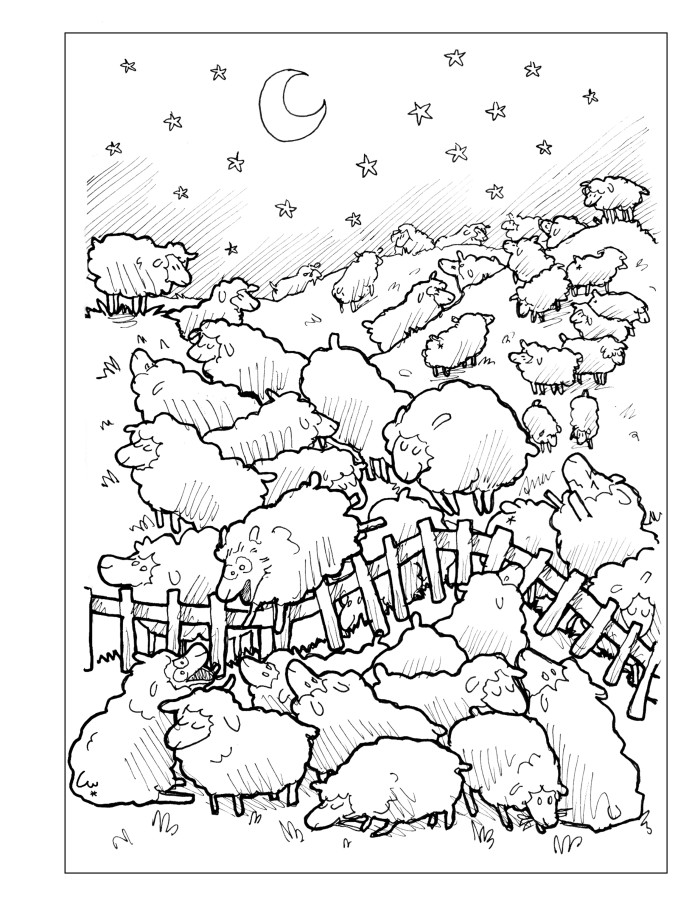A lot of things - coloring book - full page - sheep