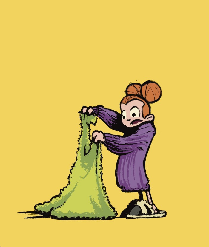 Red head girl with a blanket