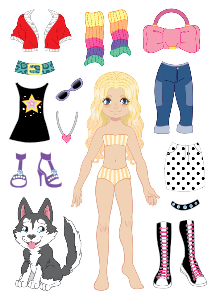 Dress up doll and dog