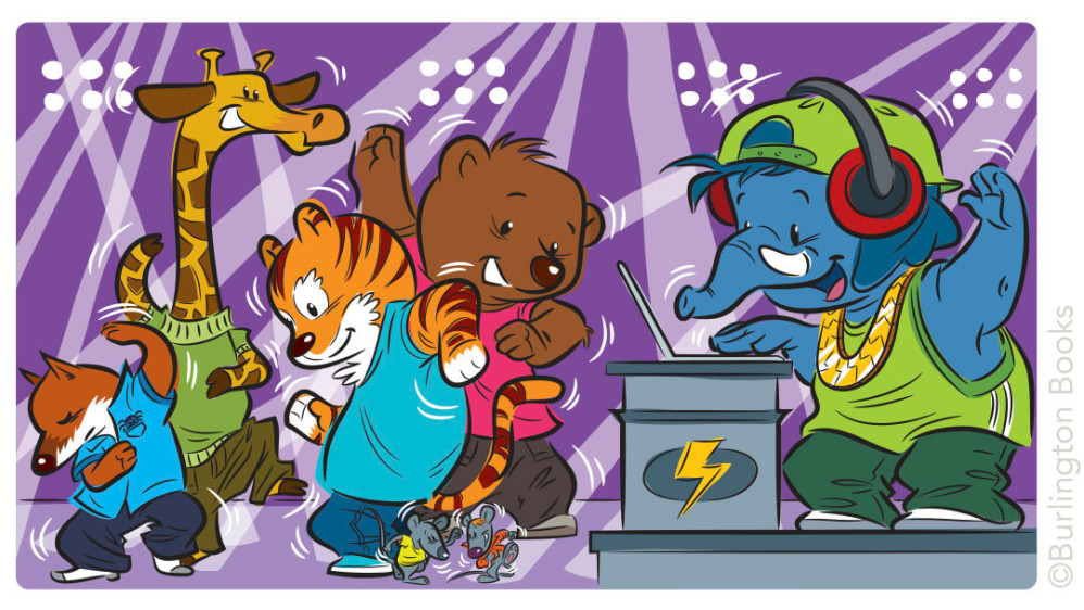 Animal friends at DJ set | ELT Illustration