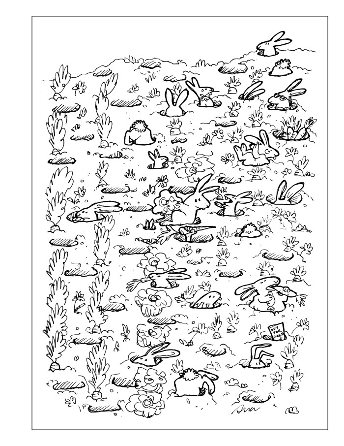 A lot of things - coloring book - full page - bunnies