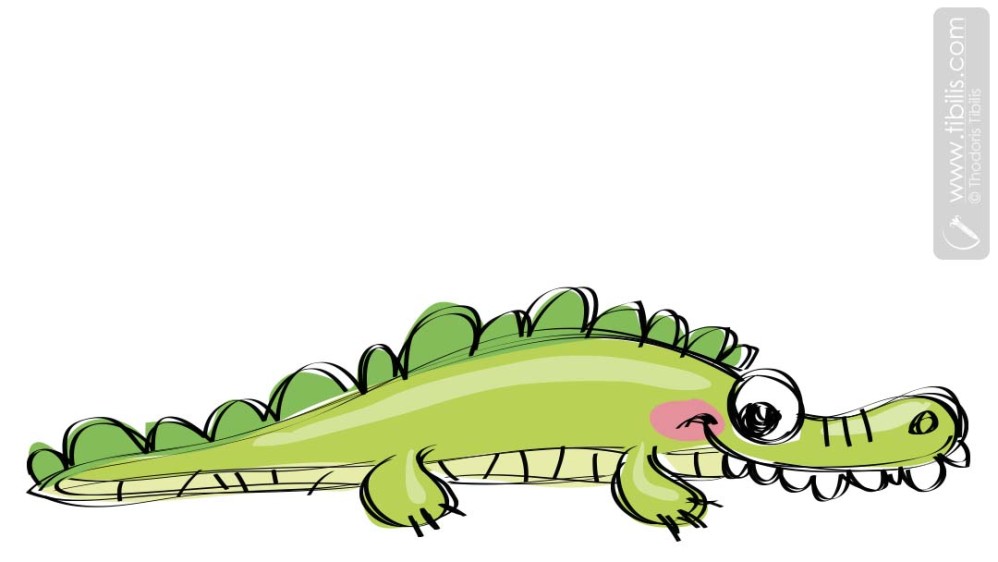 Playful Baby Crocodile - Animal Character Illustration
