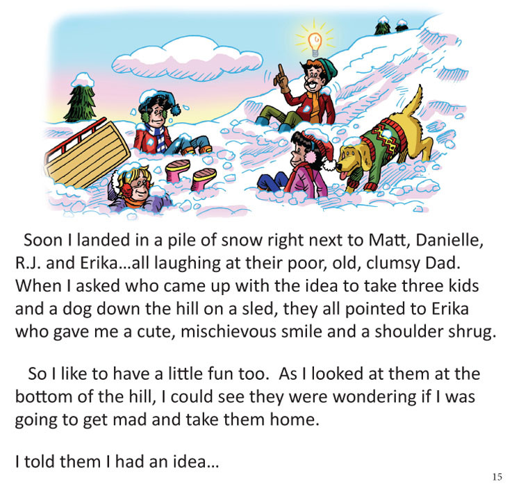 Image 07- Dad lets Baby Erika ride with her siblings, and they all take a tumble.