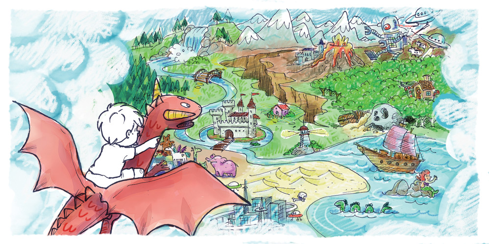 Thomas e o Dragão de Papel - picture book - full spread