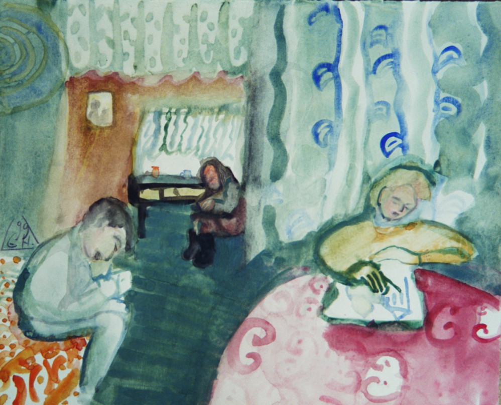 Children reading and drawing