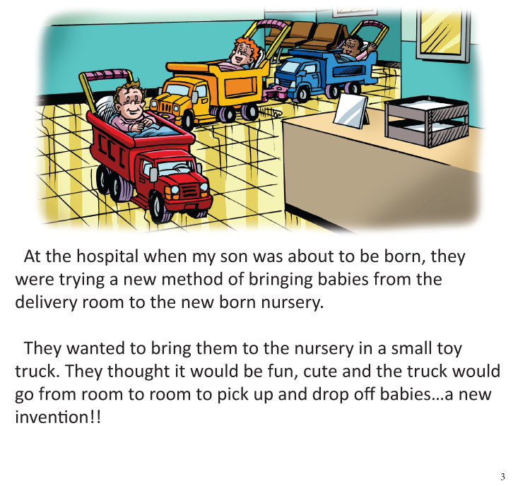 Image 01- Hospital nursery uses toy trucks to present newborn babies.