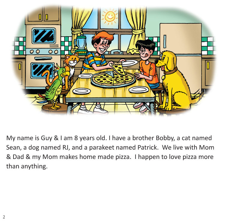 Image 01- Guy and his friends eating pizza.