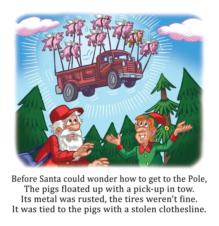 Image 08- The flying pigs give Santa a demonstration