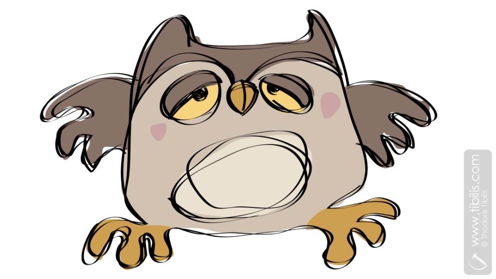 Playful Baby Owl - Animal Character Illustration