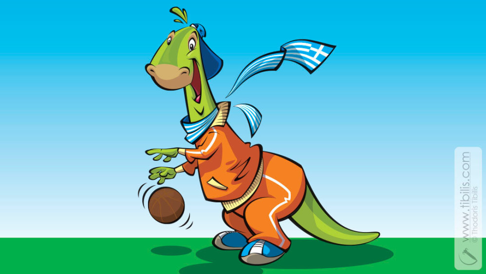Cartoon Basketball Dinosaur| Mascot Character