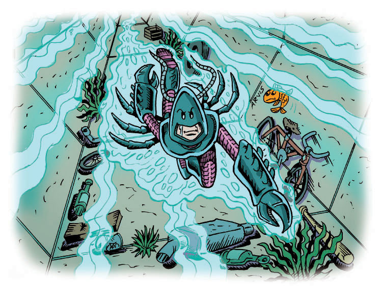 Image 04- Johnny swims aqua-duct to find to find aliens.