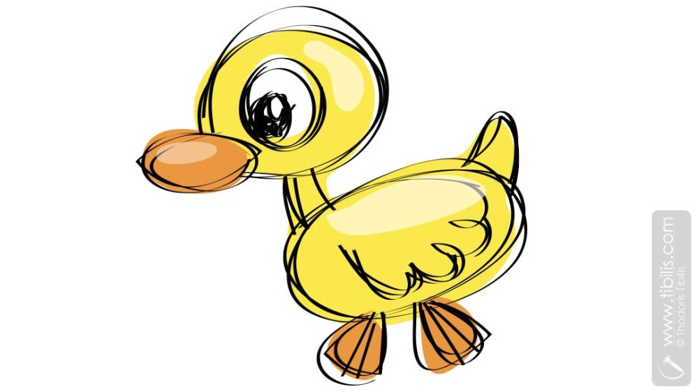 Playful Baby Duck - Animal Character Illustration
