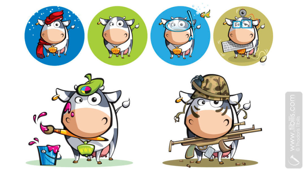 Cartoon Creative Cows | Mascot Character