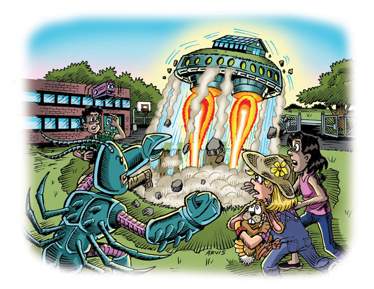 Image 07- The aliens' space ship takes off for home.