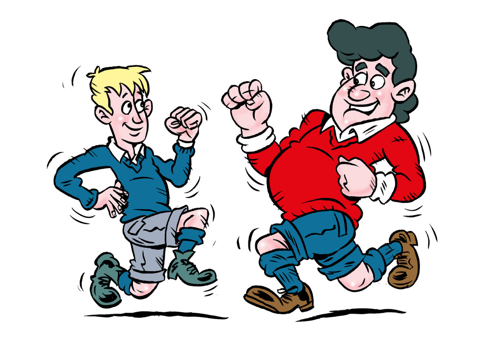 Jogging on the spot to the music