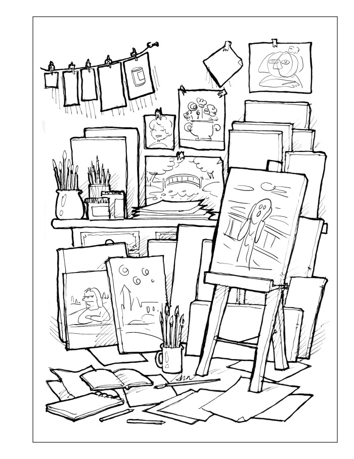 A lot of things - coloring book - full page - canvas