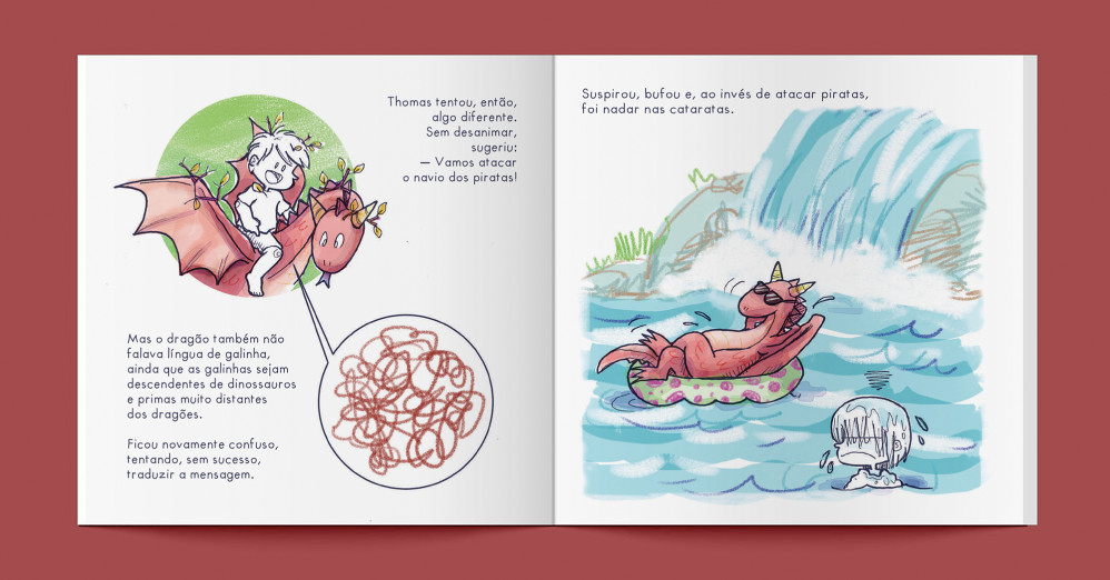 Thomas e o Dragão de Papel - picture book - vignettes and full page