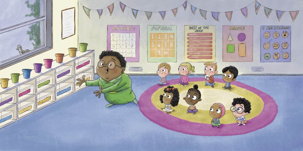 Joe in his classroom