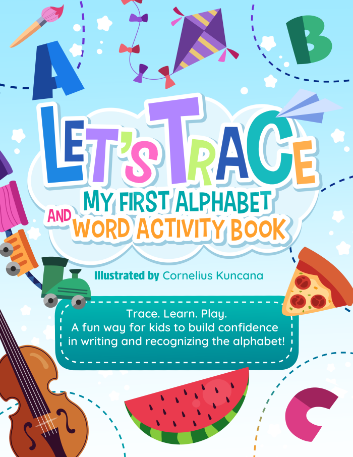 Kids Activity Book Cover | Let's Trace Alphabet