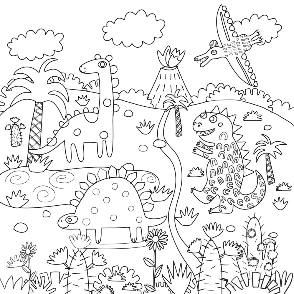 Dinosaurs colouring in sheet