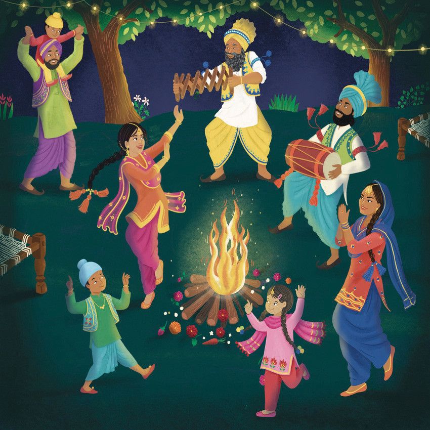 Punjabi Folk Dance Celebration – Cultural Festival Illustration