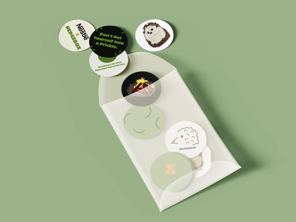 Hedgehog Cereal Box Sticker Pack Design