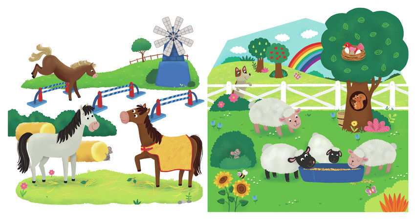 Farm Animals & Pony Meadow – Children’s Illustration Set