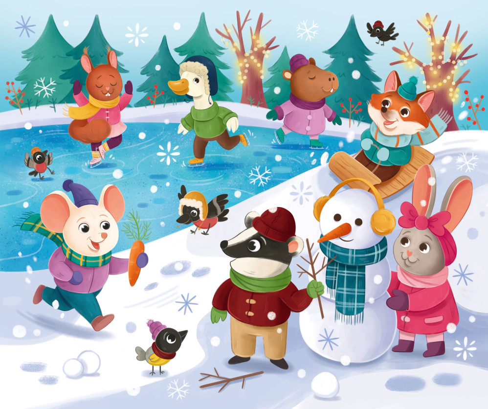 Winter illustration for jigsaw puzzle