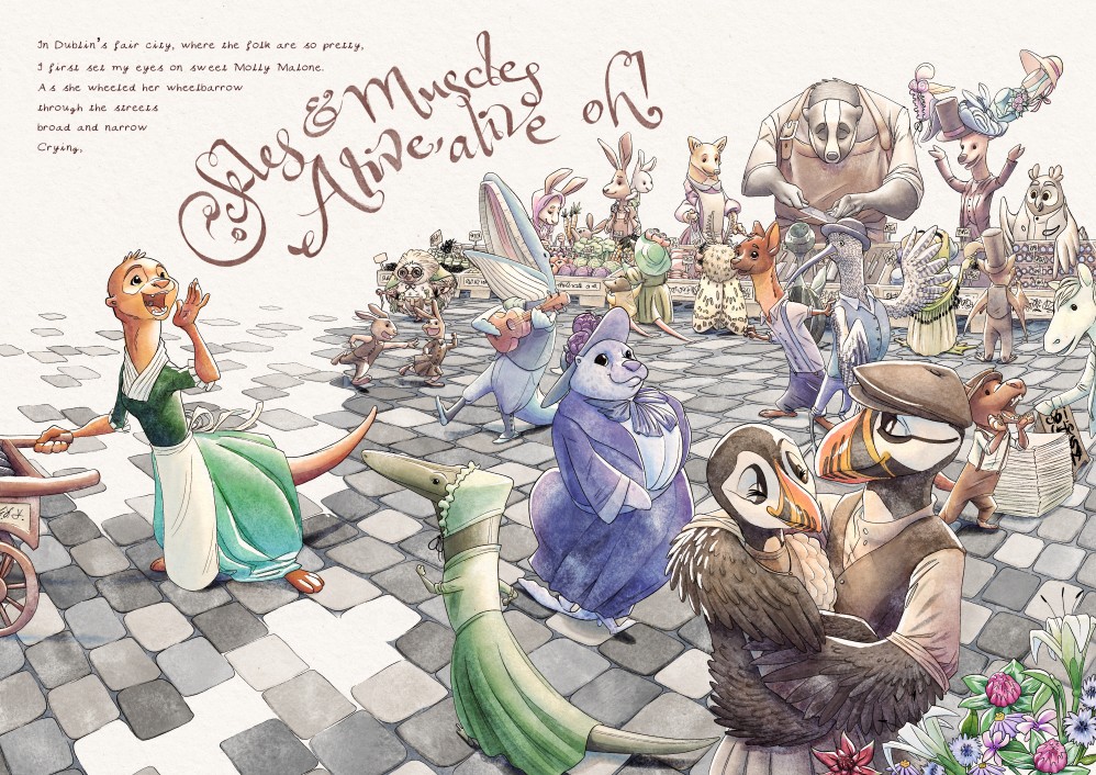 Molly Malone Children’s Book: Market Scene